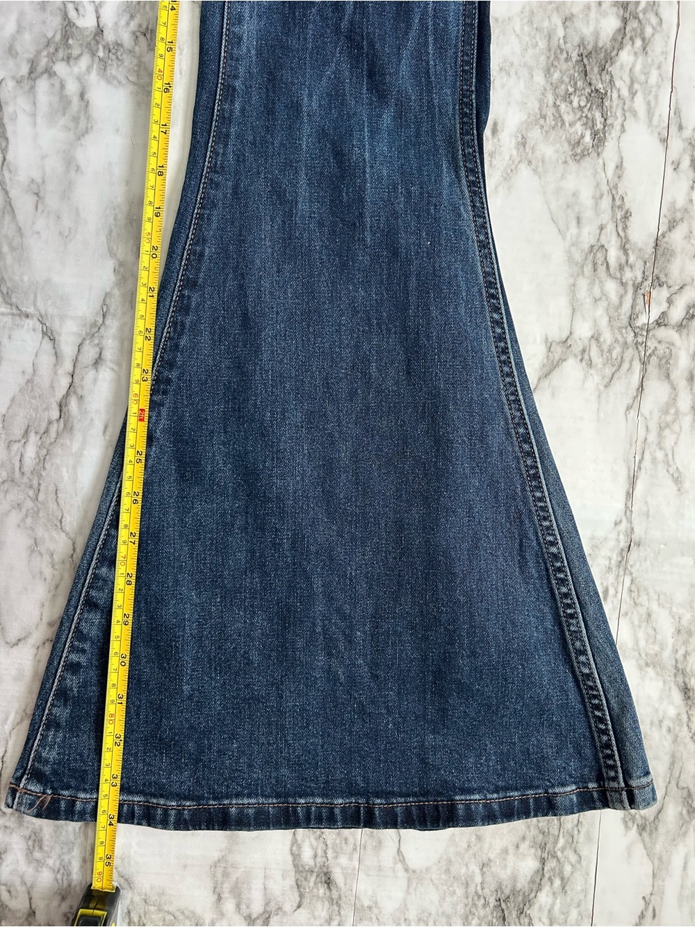 Two-Tone Flared Women's Jeans - Blue - Picture 13 of 13